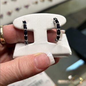 476177 Silver Sapphire Earrings